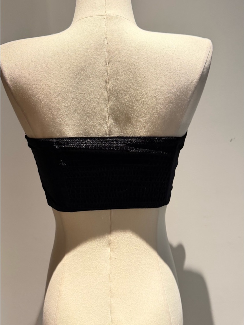 Black Bow-Front Velvet Crop Top with Rhinestone Straps - Picture 5 of 8
